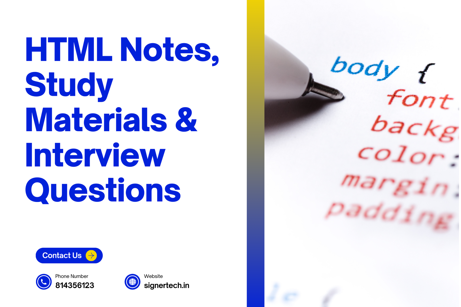 HTML Notes, Study Materials & Interview Questions